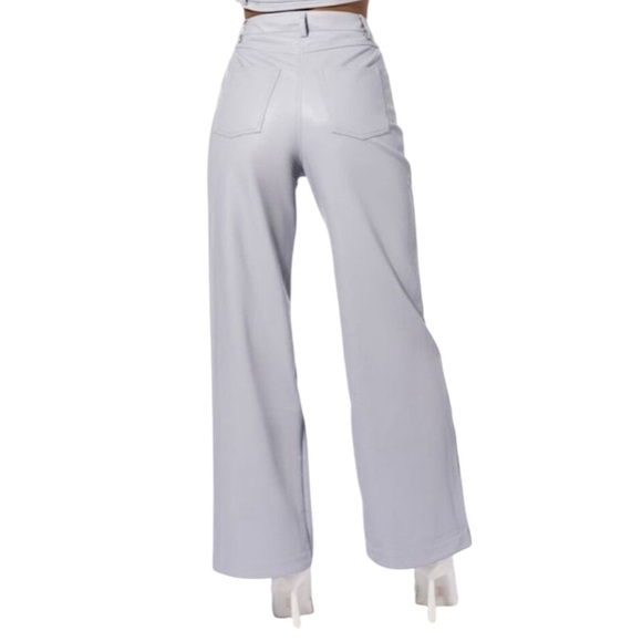 🌺AKIRA "Be About It" Vegan Leather Wide Leg Pants in Light Purple Size Medium🌺 - Picture 3 of 7